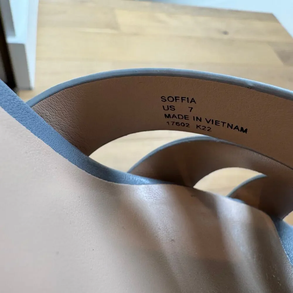 Lauren Ralph Lauren Soffia Nappa Leather Ankle Strap Platform Sandal Gray Size 7 - Picture 8 of 8